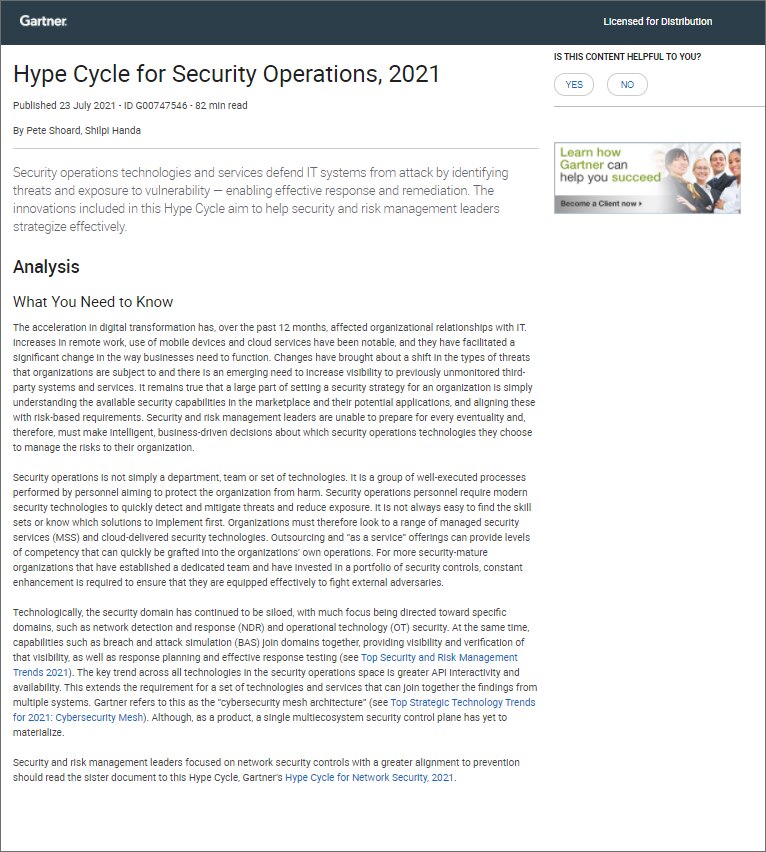 Descubra por qué la ASM externa es importante en Gartner® Hype Cycle™ para operaciones de seguridad, 2021.