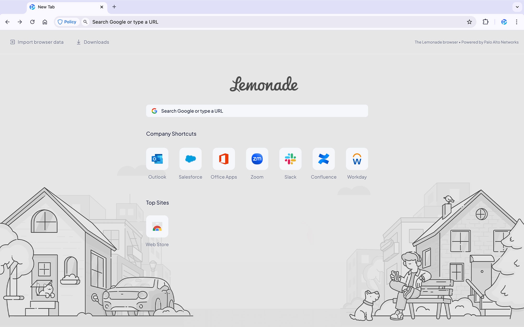 pestaña nueva de Lemonade con Prisma Browser